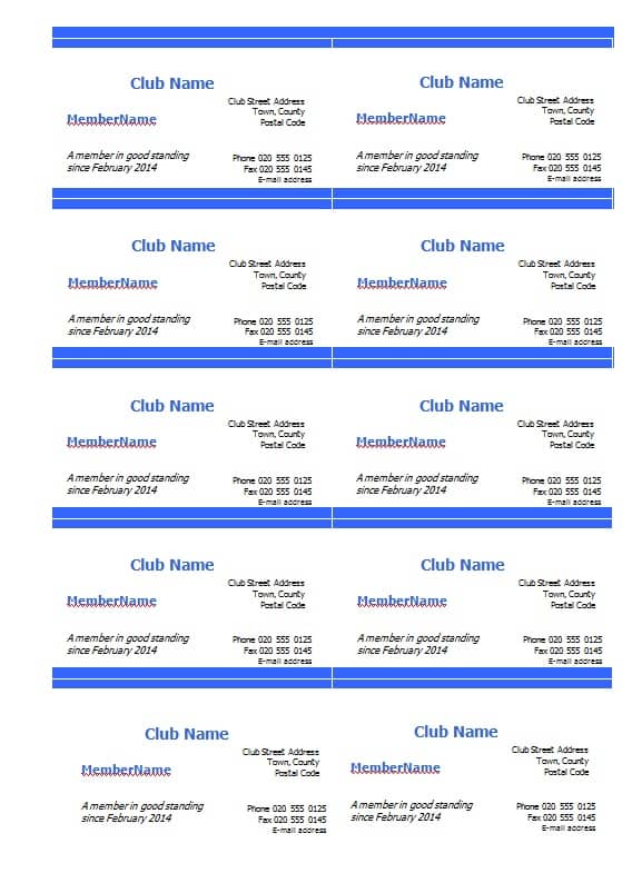 Club Membership Template