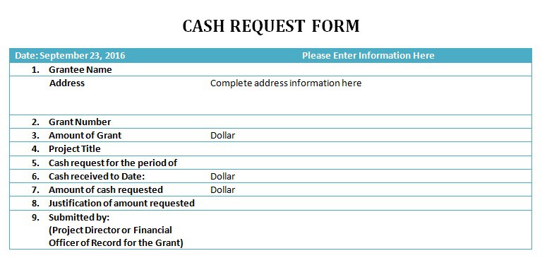 Cash Request Slip Template