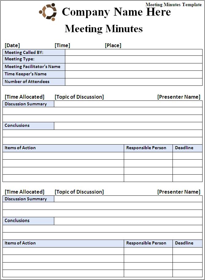 Meeting Minutes Template Riset