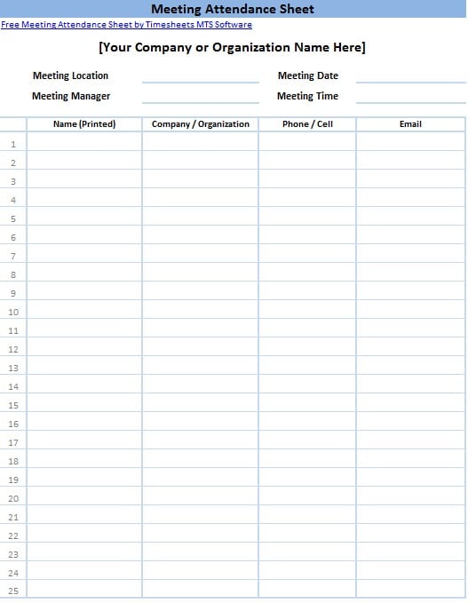 attendance sheet template image 1