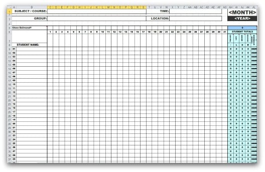 attendance sheet template image 2