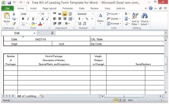 bill of lading template 4