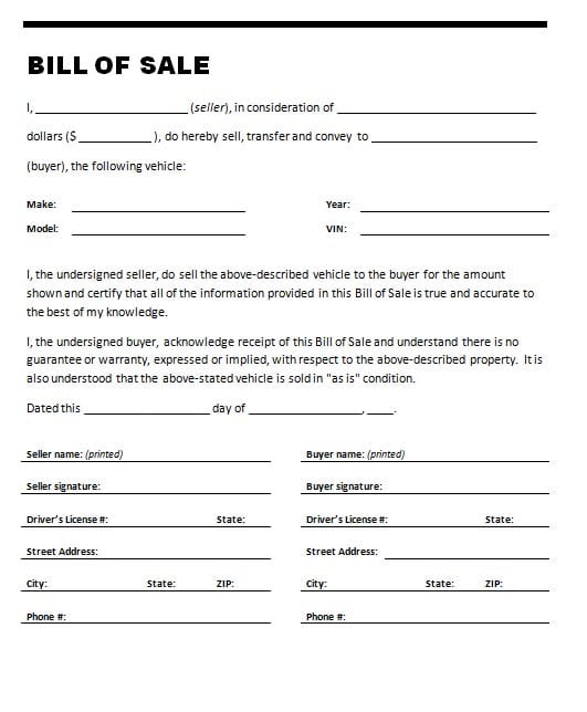 bill of sale template 4