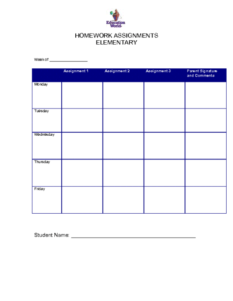 homework template pdf