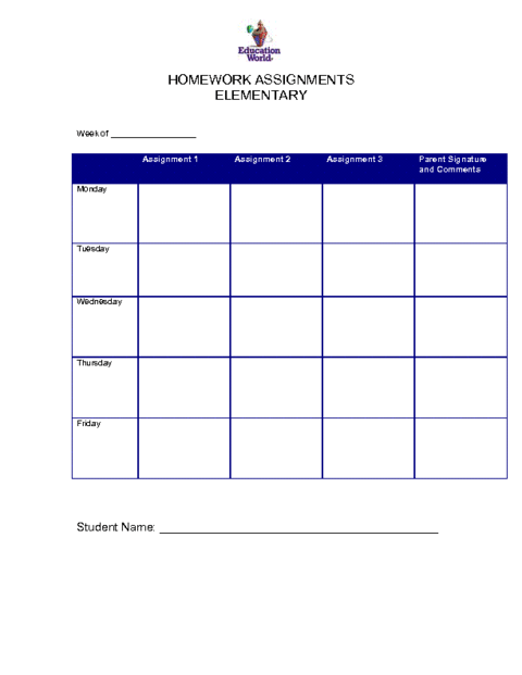 homework format template