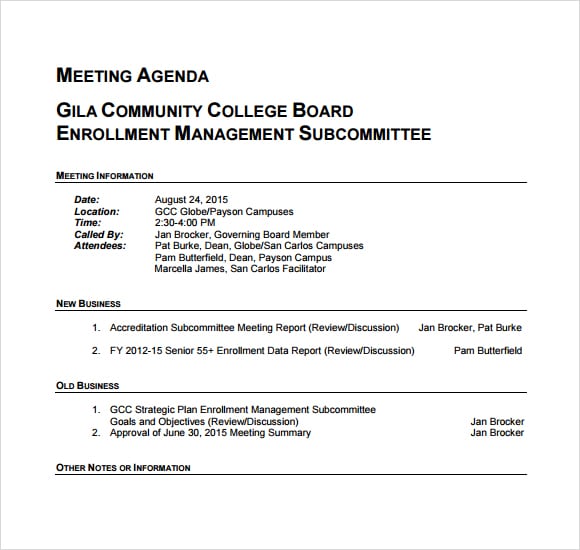 meeting agenda template 4