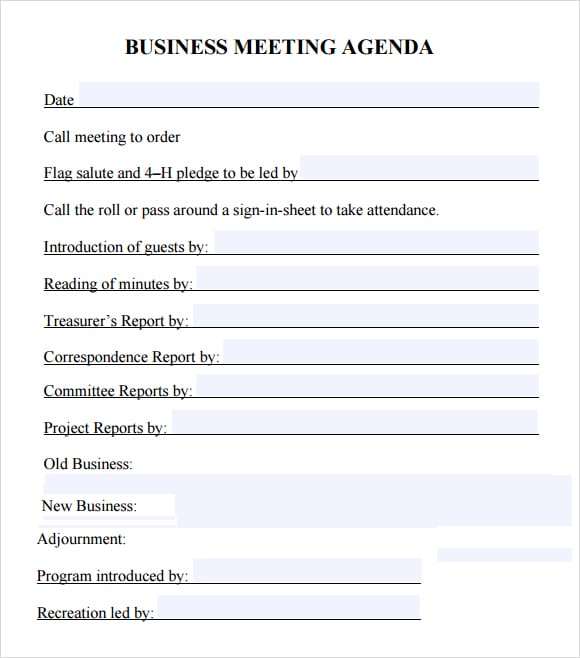 meeting agenda template 7