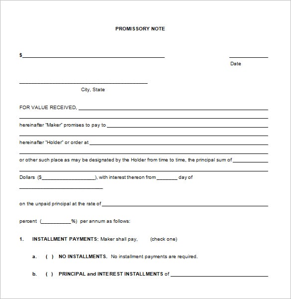 promissory note template 5