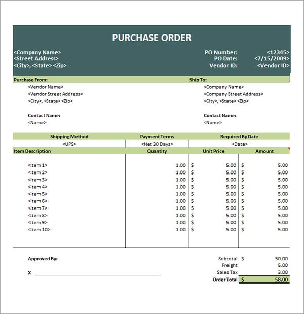 purchase order template image 1