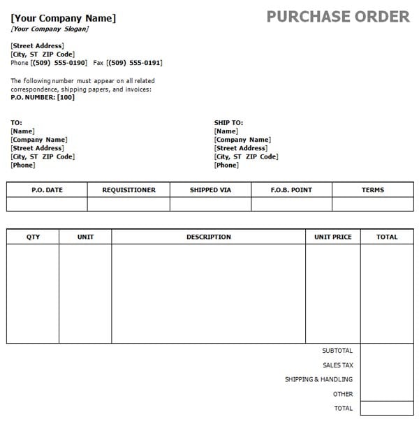 purchase order template image 3