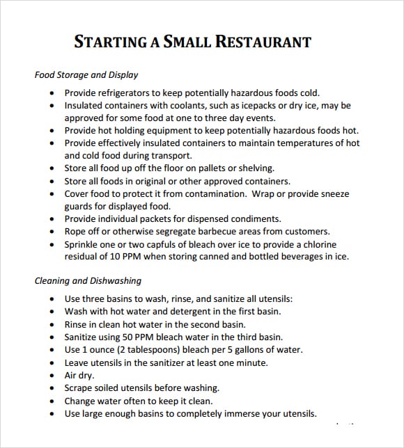 cost of restaurant business plan