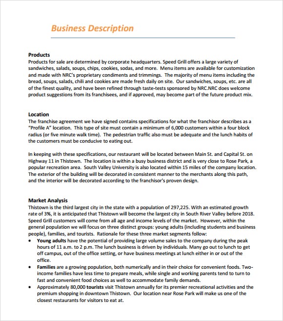 how to write a location in business plan