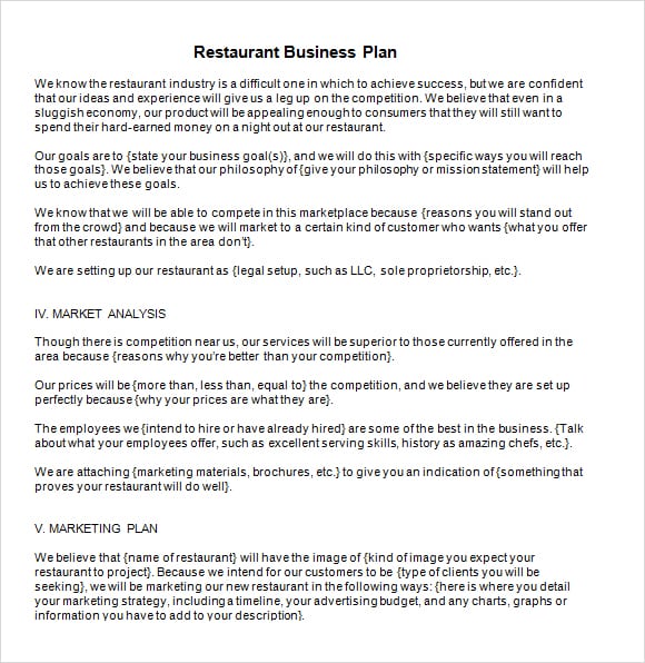 resturant business plan templat image 5