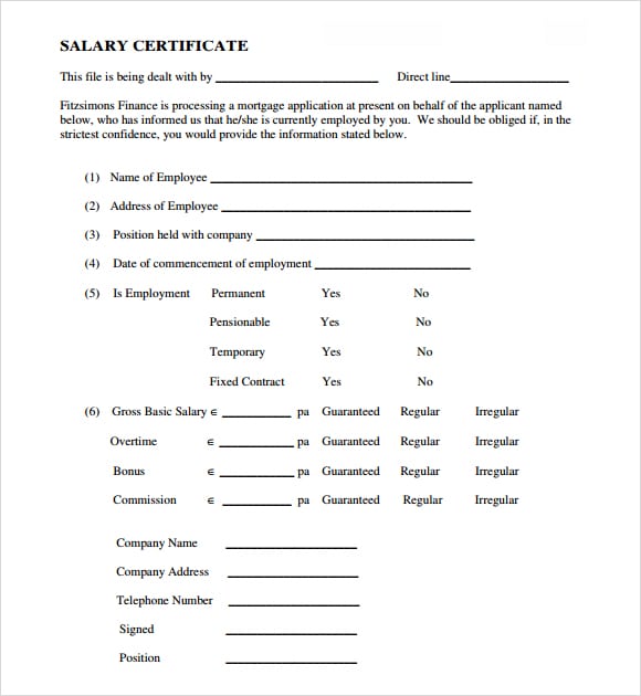 salary certificate template image 1