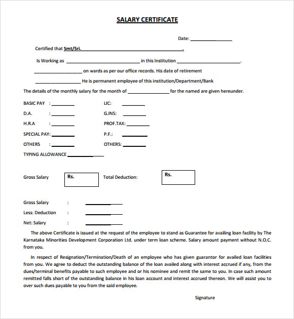 salary certificate template image 4