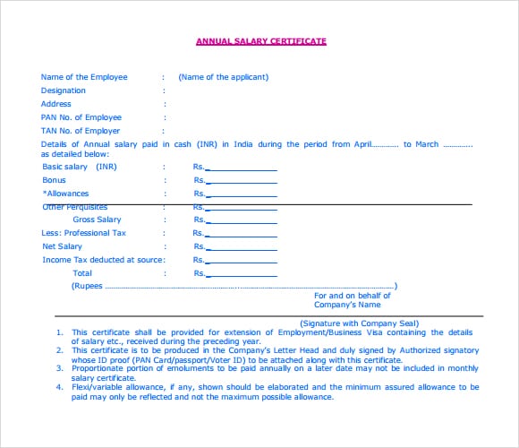 salary certificate template image 5