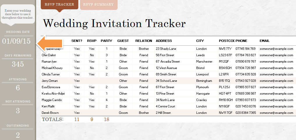 wedding invitation list template 1