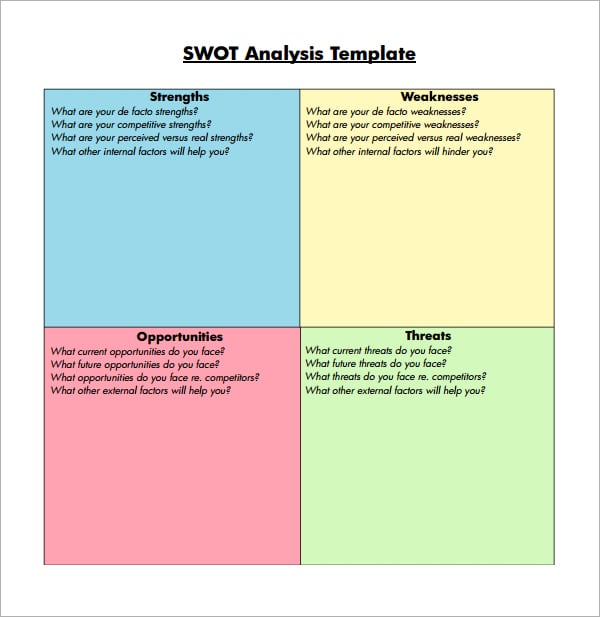 Swot Template For Word