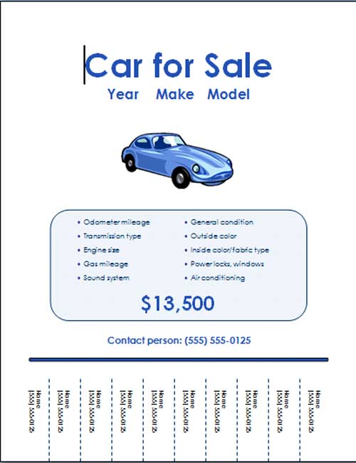 car for sale flyer 1