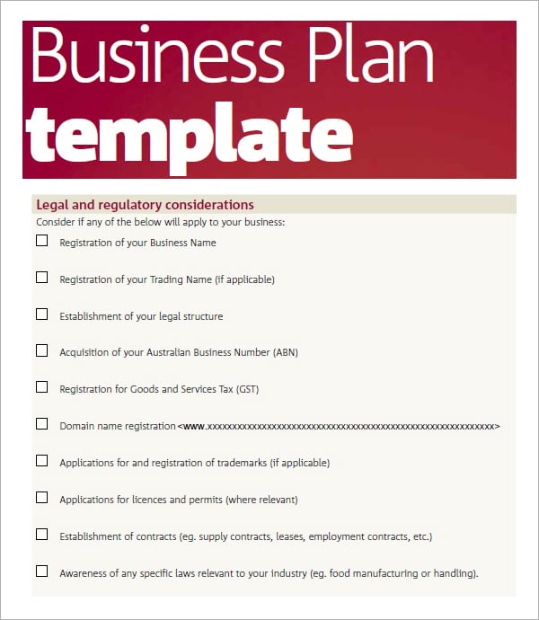 small business business plan template excel