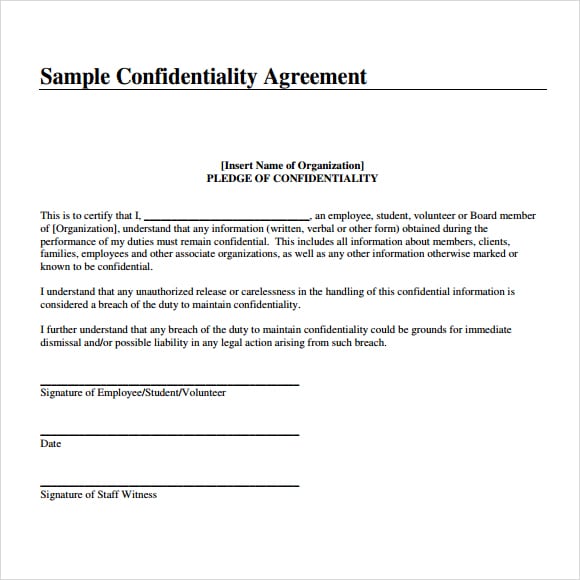 confidentiality agreement template for business plan