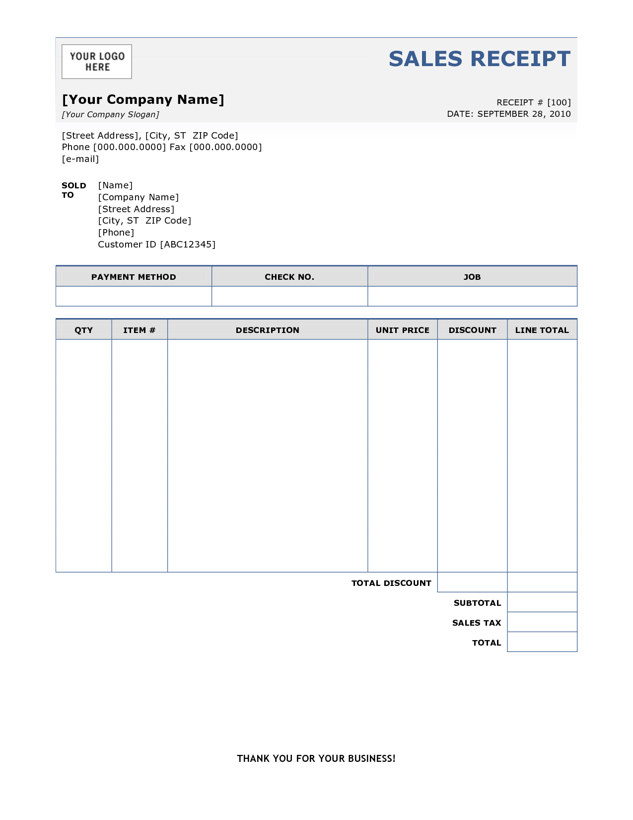 free printable cash receipt template for your needs - free business ...