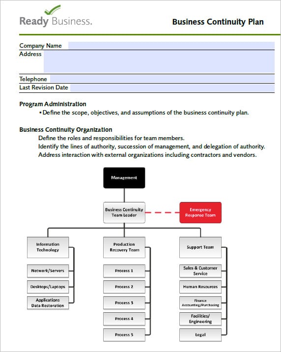 business continuity plan it template