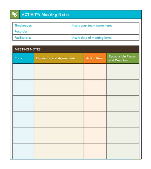 Template For Meeting Notes