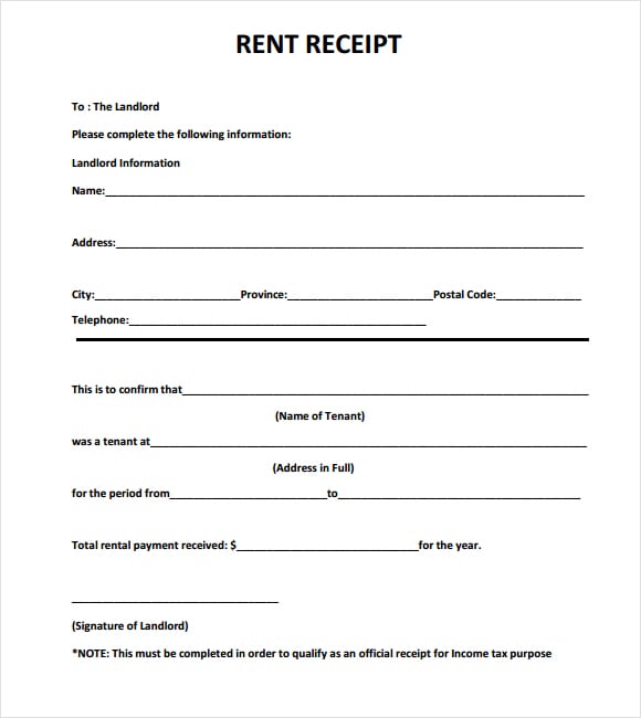 rent receipt template image 2