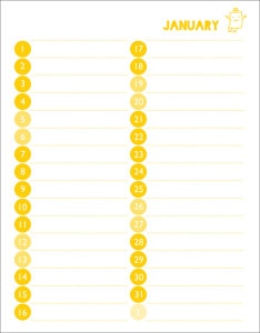 Monthly Date Note School Calendar Template