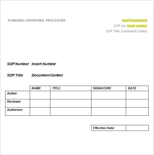 Standard Operating Procedure Template