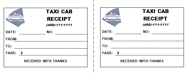 Taxi Receipt Template