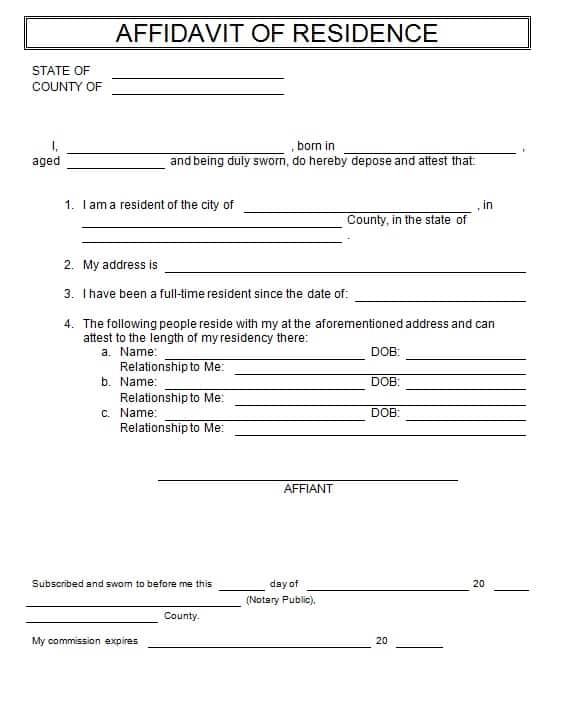 Free Affidavit Template Form in Word