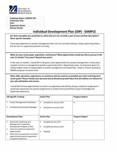 personal development plan xls